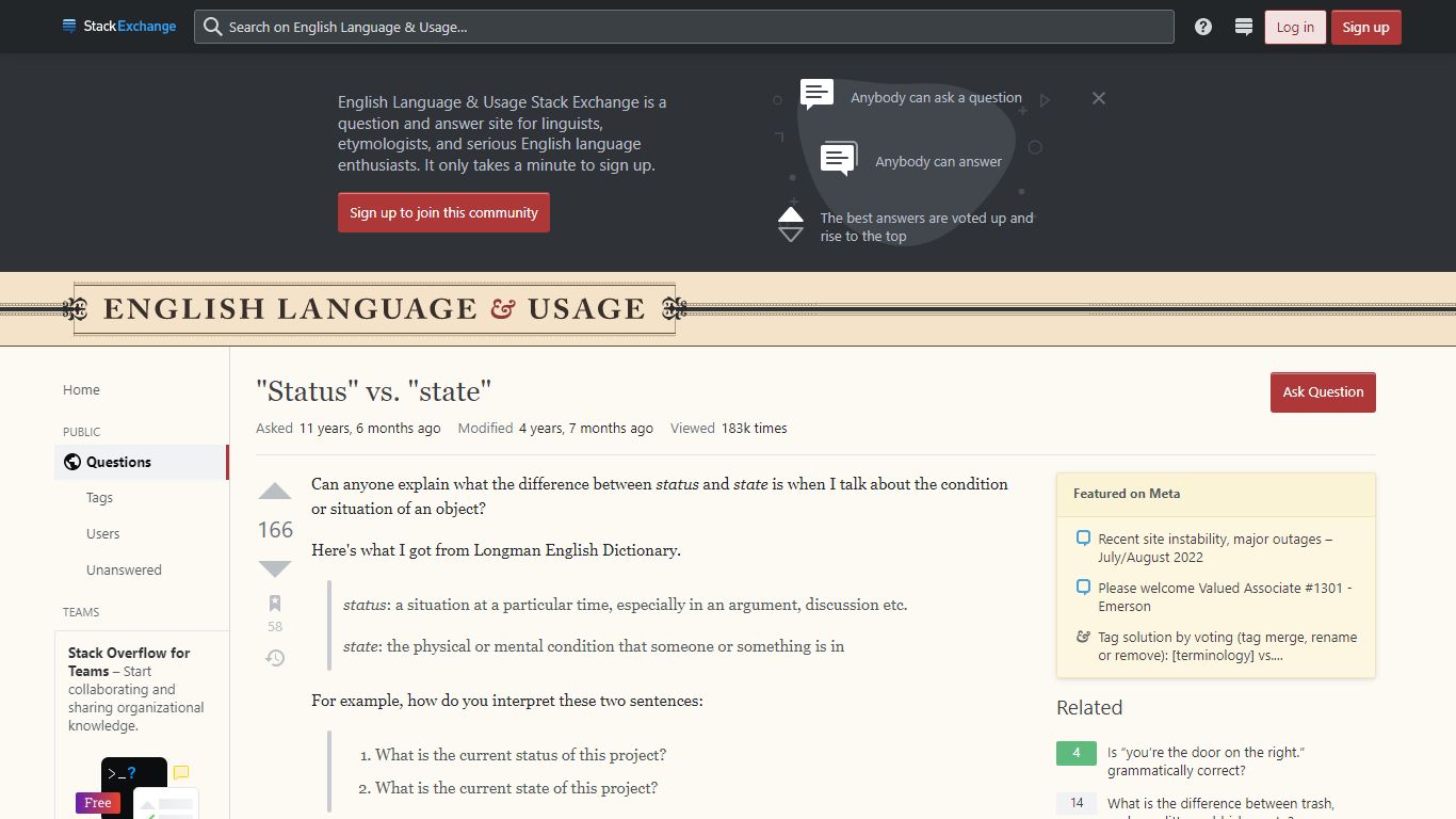 "Status" vs. "state" - English Language & Usage Stack Exchange